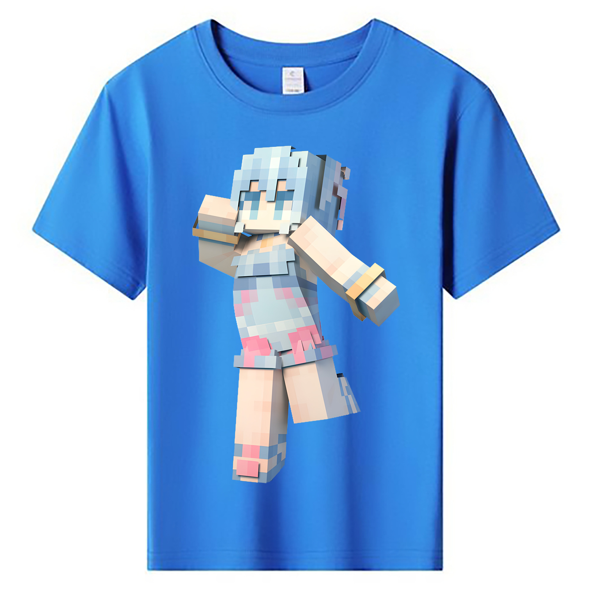 （画像用） マインクラフト ブロックの世界 Minecraft MC Block world 綿100％キッズTシャツ（フロントプリント）
